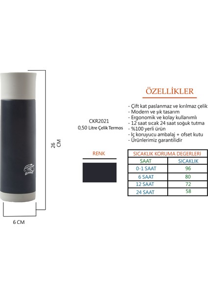 Trend Paslanmaz Trend Çelik Termos 500 ml - CKR2021