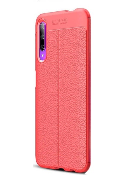 Case Street Huawei P Smart Pro 2019 Kılıf Niss Silikon Deri Görünümlü Kırmızı