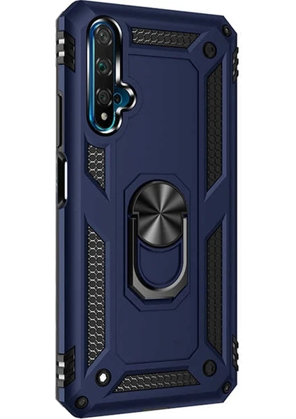 Case Street Huawei Honor 20 Kılıf Vega Standlı Yüzüklü Mıknatıslı Silikon Lacivert