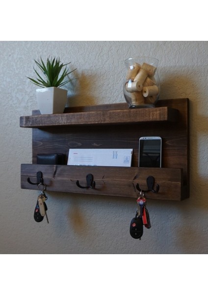 Posta Rafı Ahşap Askılık Raf Kanca Anahtarlık