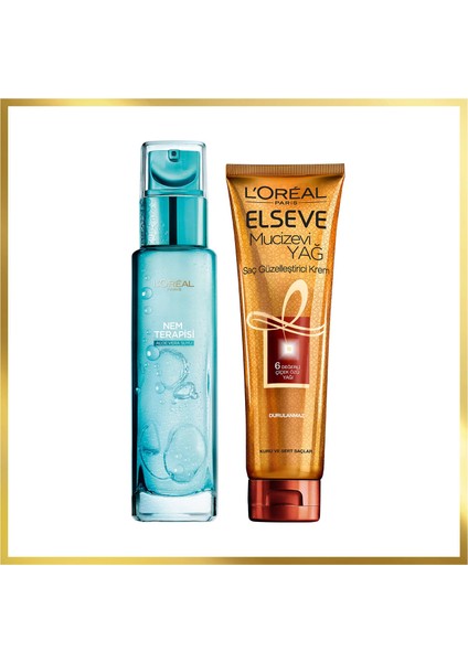 L'Oréal Paris Elseve Mucizevi Yağ Saç Güzelleştirici Krem 150 ml & L'Oréal Paris Nem Terapisi Aloe Vera Suyu Normalden Karmaya Ciltler