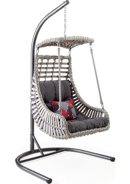 - Alaçatı - Tek Kişilik Rattan Bahçe Balkon Salıncağı