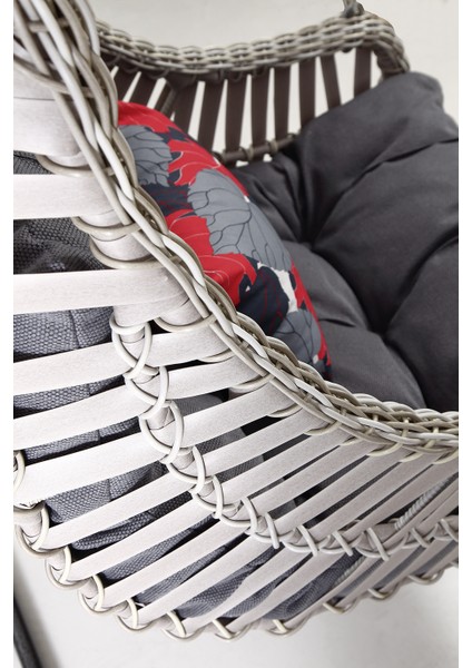 - Alaçatı - Tek Kişilik Rattan Bahçe Balkon Salıncağı