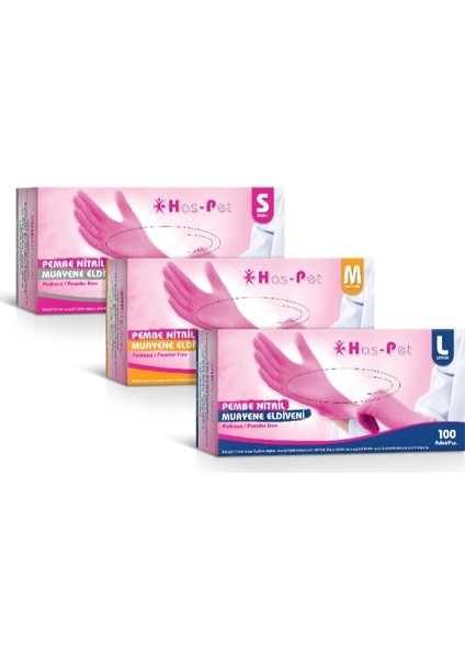 Has Pet Pembe Nitril Eldiven S 100'lü
