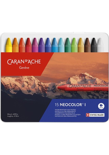 Caran d'Ache Neocolor I 15 Renk Wax Pastel Boya