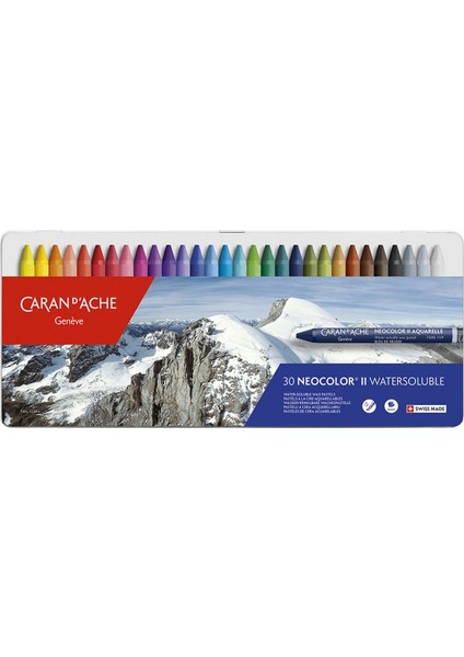 Caran d'Ache Neocolor 30 Renk Water Soluble Wax Pastel Boya