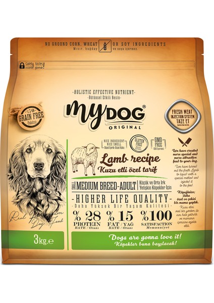 Mydog %70 Tahılsız Kuzu Etli Kuru Mama 3kg