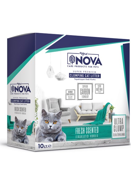 Mycat Nova Fresh Scent (Ferahlatıcı KOKU)10LT Kedi Çimi Hediyeli