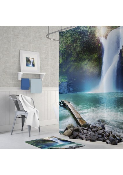 Tropik Waterfall Banyo Duş Perdesi Tek Kanat 180 x 200 cm