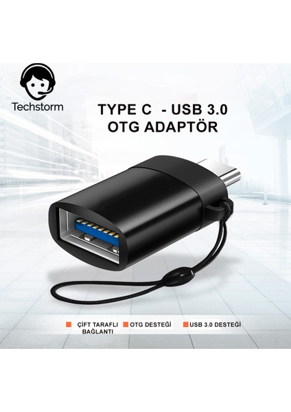 m Type C - USB 3.0 Otg Dönüştürücü Siyah