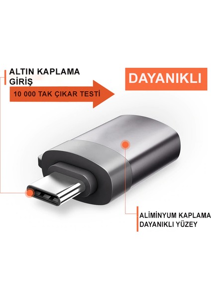 m Type C - USB 3.0 Otg Dönüştürücü Siyah