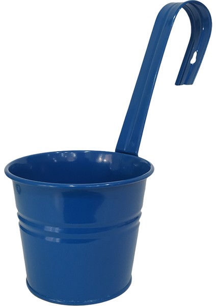 Askılı Ferforje Renkli Saksı Duvar Saksısı Küpeşte Saksı Mavi