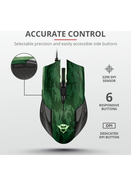 GXT 781 Rixa Camo Oyuncu Mouse + Mouse Pad