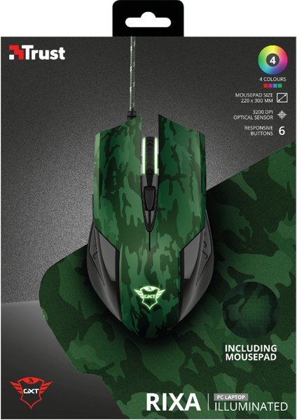 GXT 781 Rixa Camo Oyuncu Mouse + Mouse Pad