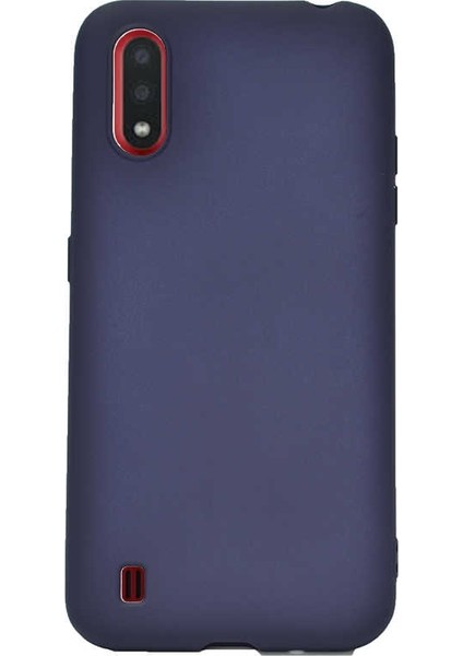 Samsung Galaxy A01 Kılıf Premier Silikon Koruma + Nano Glass Lacivert