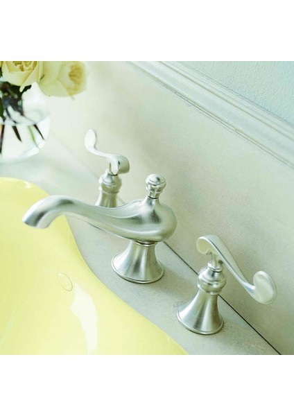 Revival Scroll Handle 3 Delikli Lavabo Bataryası Brushed Bronz