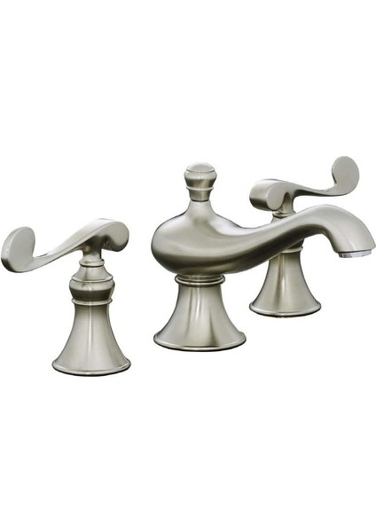 Revival Scroll Handle 3 Delikli Lavabo Bataryası Brushed Nikel