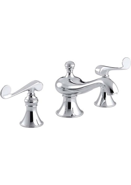 Revival Scroll Handle 3 Delikli Lavabo Bataryası Polished Krom