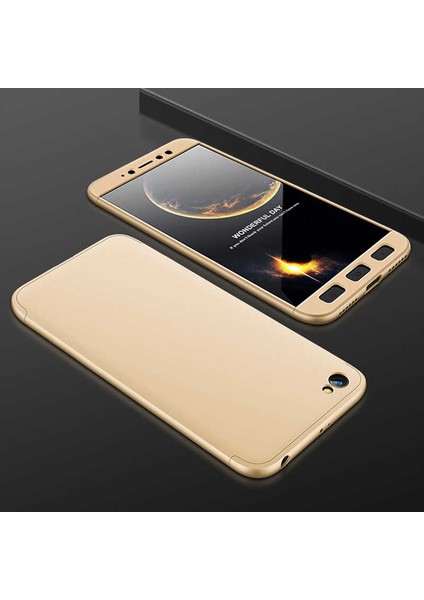 Redmi Note 5A Kılıf Zore 36 Tam Koruma 3 Parça Ays Kapak Gold