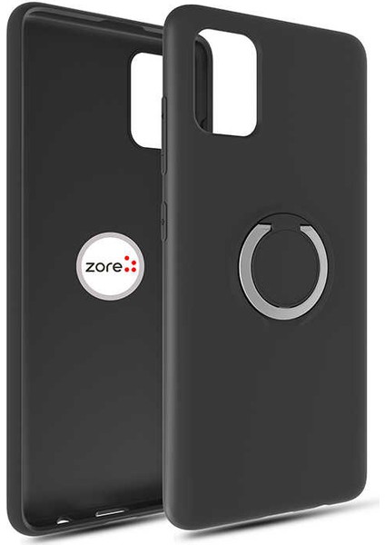 Galaxy A81 Kılıf Zore Plex Pastel Renk Yüzüklü Kapak Siyah