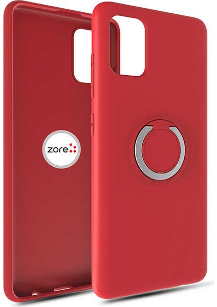 Galaxy A81 Kılıf Zore Plex Pastel Renk Yüzüklü Kapak Kırmızı