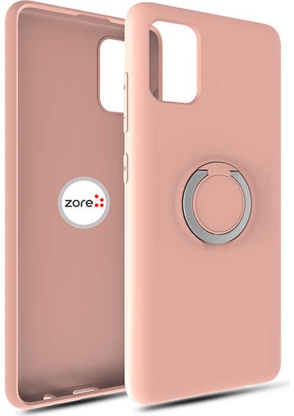 Galaxy A81 Kılıf Zore Plex Pastel Renk Yüzüklü Kapak Pembe