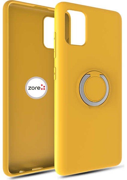 Galaxy A81 Kılıf Zore Plex Pastel Renk Yüzüklü Kapak Sarı