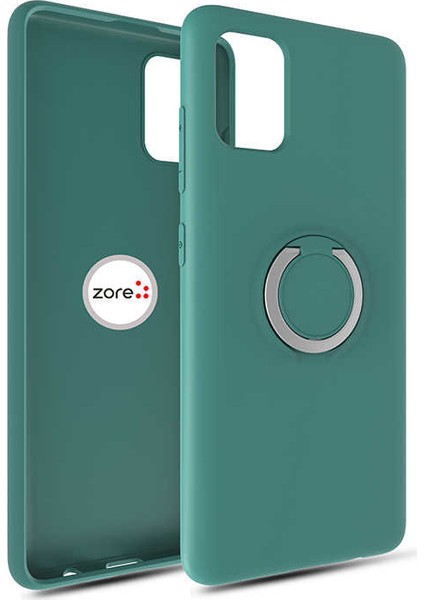 Galaxy A81 Kılıf Zore Plex Pastel Renk Yüzüklü Kapak Koyu Yeşil