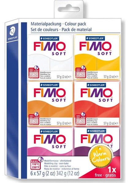 Fimo Soft Polimer Warm Colours Kil Seti 6 Renk 57 Gr.