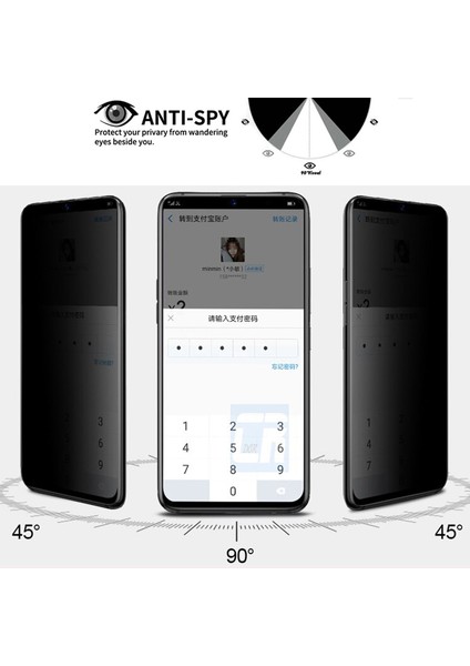 Xiaomi Redmi Note 8 Privacy Gizlilik Filtreli Tam Kaplayan Tempered Cam - Siyah