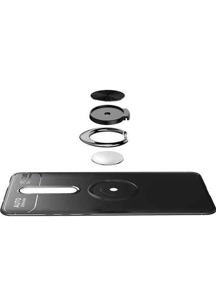 Xiaomi Mi 9T Focus Serisi Yüzük Standlı Silikon Kılıf - Siyah fırsatları