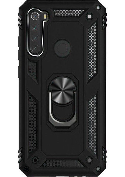 Xiaomi Redmi Note 8 Anka Serisi Yüzük Standlı Armor Kılıf - Siyah