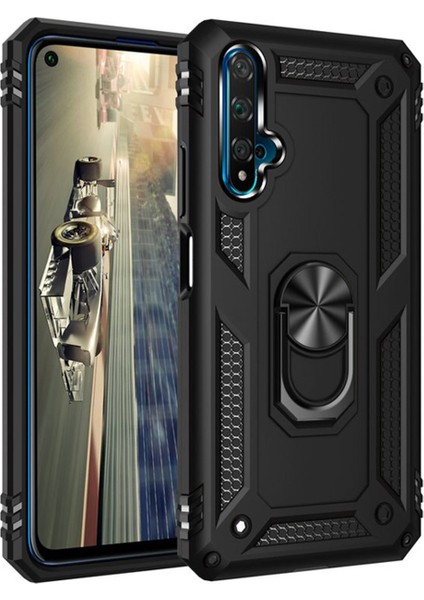 Huawei Honor 20 Anka Serisi Yüzük Standlı Armor Kılıf - Siyah fiyatları