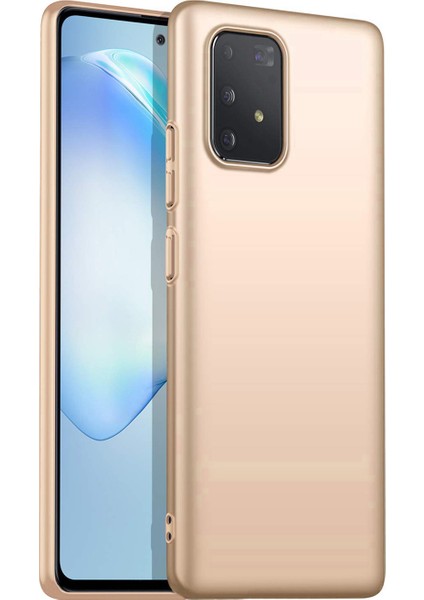 Samsung Galaxy A91 Premium Matte Silikon Kılıf - Gold