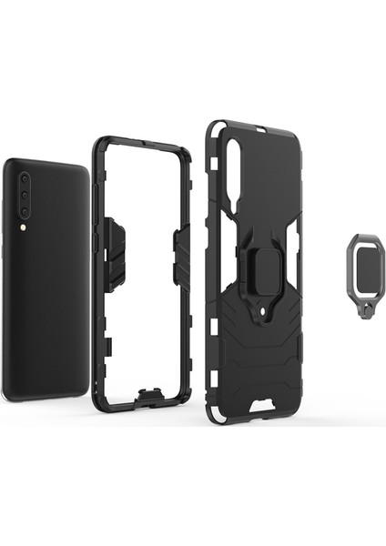 Xiaomi Mi 9 Pro Yüzük Standlı Armor Kılıf - Siyah