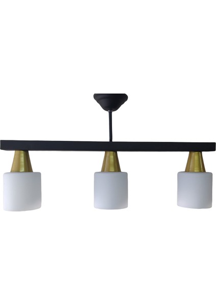 vintage,rustik,retro 3XE27 duylu siyah gövde opal camkı sarkıt avize uzunluk:60cm