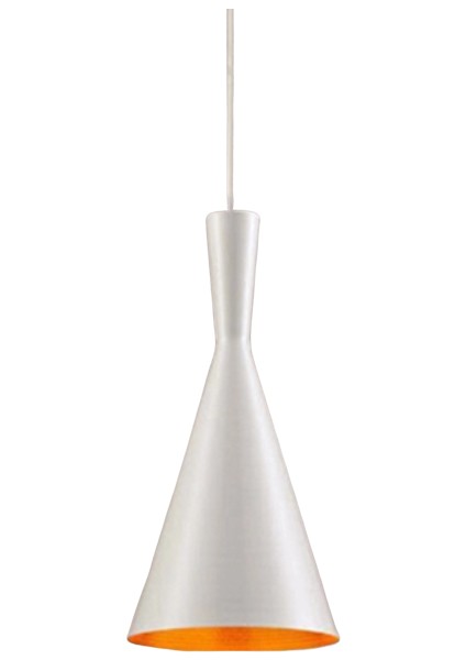 Retro Beyaz Içi Sarı Metal Sarkıt Avize