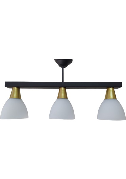 Modern Sıralı Siyah Üçlü Opal Camlı Sarkıt Uzunluk 60 cm