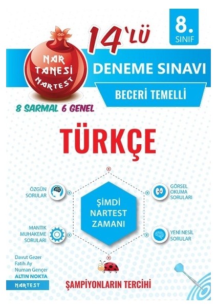 Nartest Yayınevi 8. Sınıf Nar Tanesi Türkçe 14 Deneme Sınavı