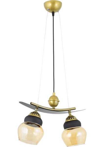 Ikili Modern Tarz Kayık Model Metal Camlı Sarkıt Avize
