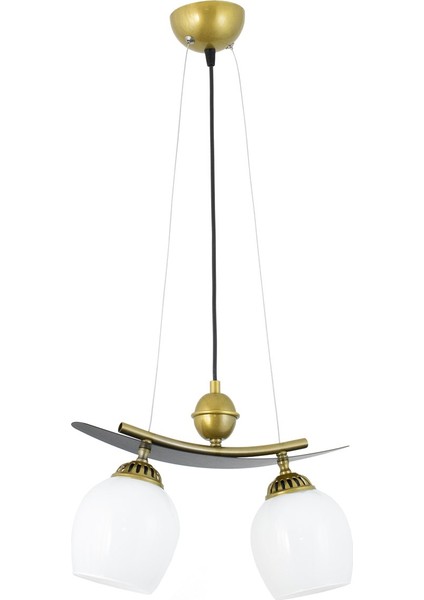 Ikili Modern Tarz Kayık Model Metal Camlı Sarkıt Avize