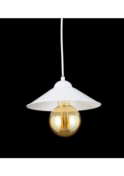 Retro Rustik Model Metal Tekli Beyaz Sarkıt Avize