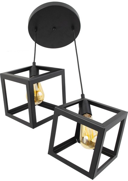 Rustik Retro Model Geometrik Sarkıt Metal Küp Avize modelleri