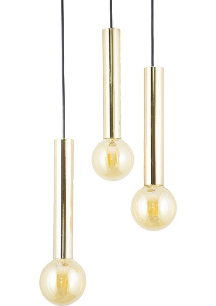 Sarkıt Üçlü Yuvarlak Boru Model Sarı Avize