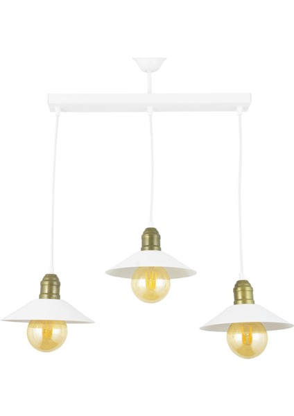 Üçlü Beyaz Retro Rustik Model Modern Metal Sarkıt Avize