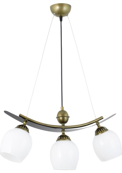 Üçlü Modern Tarz Kayık Model Metal Camlı Sarkıt Avize