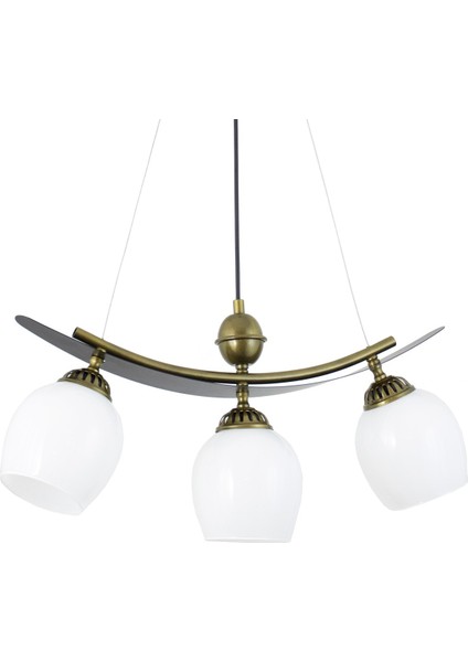 Üçlü Modern Tarz Kayık Model Metal Camlı Sarkıt Avize