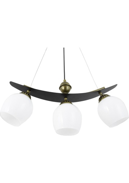 Üçlü Modern Tarz Kayık Model Metal Camlı Sarkıt Avize