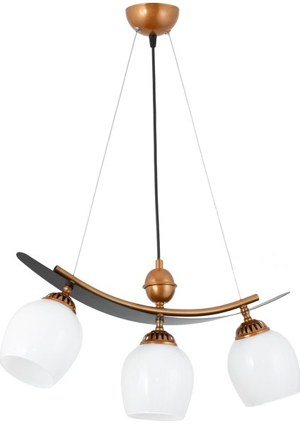 Üçlü Modern Tarz Kayık Model Metal Camlı Sarkıt Avize