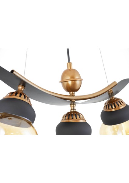 Üçlü Modern Tarz Kayık Model Metal Camlı Sarkıt Avize